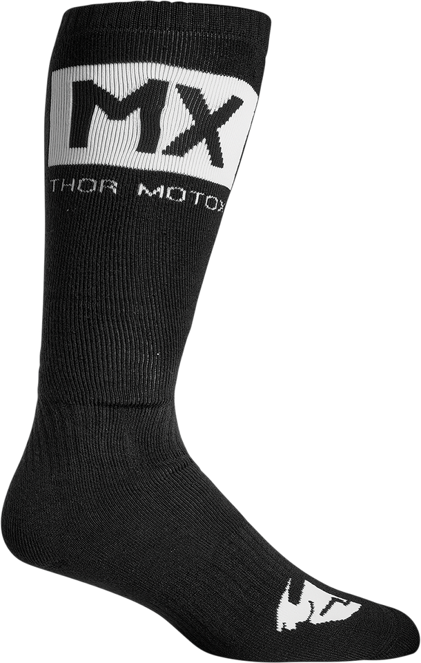 MX Solid Socks - Black/White - Size 10-13 - Lutzka's Garage