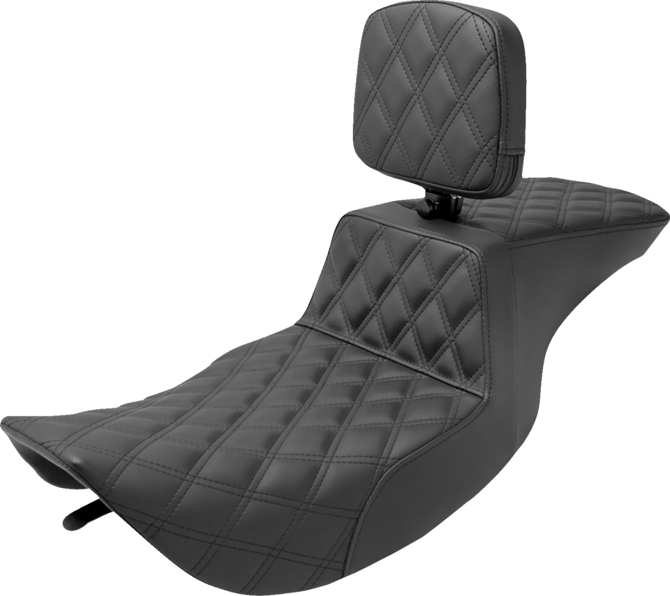 Tour Step Up Seat - Rider Backrest - Full Lattice Stitch - FLHR/FLHX 97-07