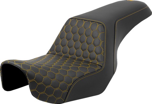 Step-Up Seat - Honeycomb - Gold Stitching - Dyna 06-17