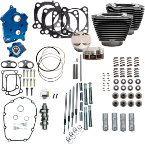 128" Power Package Engine Performance Kit - Chain Drive - Black Granite with Highlighted Fins