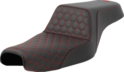 Step-Up Seat - Honeycomb - Red Stitching - Sportster 04-21