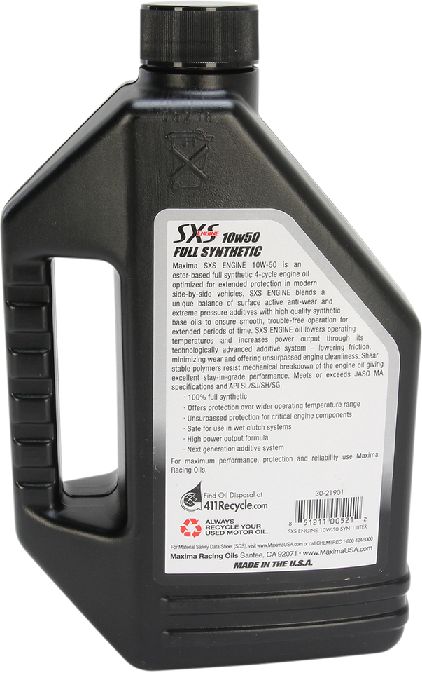 SXS UTV Synthetic 4T Oil - 10W-50 - 1 L - Lutzka's Garage