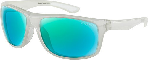 Luna Sunglasses - Gloss Crystal Pearl/Light Blue Green Mirror