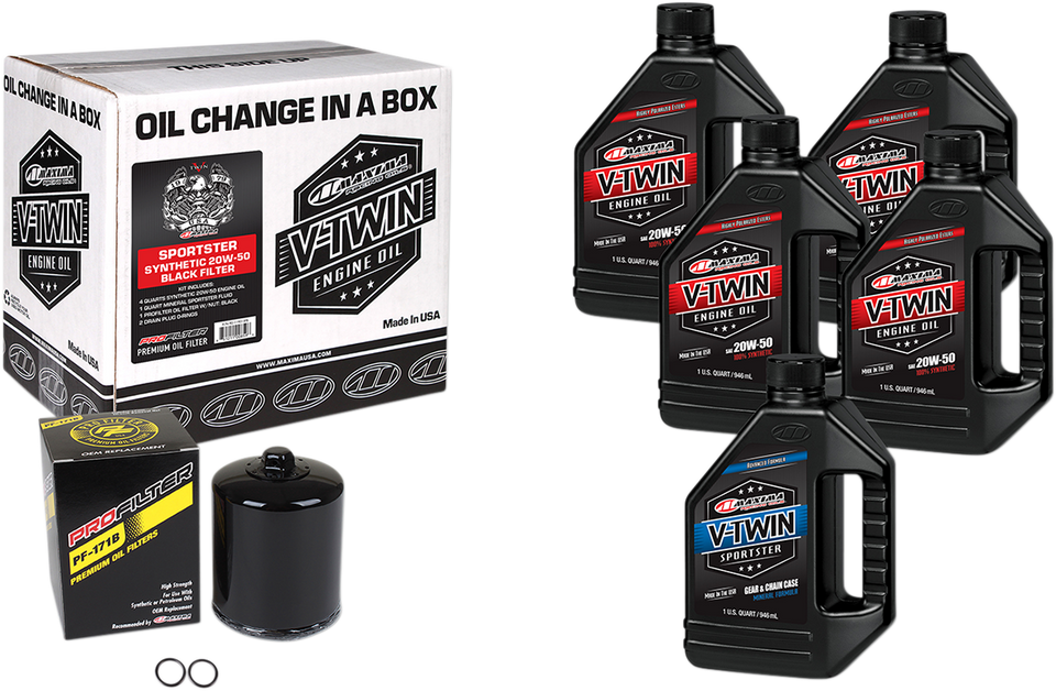 Sportster Synthetic 20W-50 Oil Change Kit - Black Filter