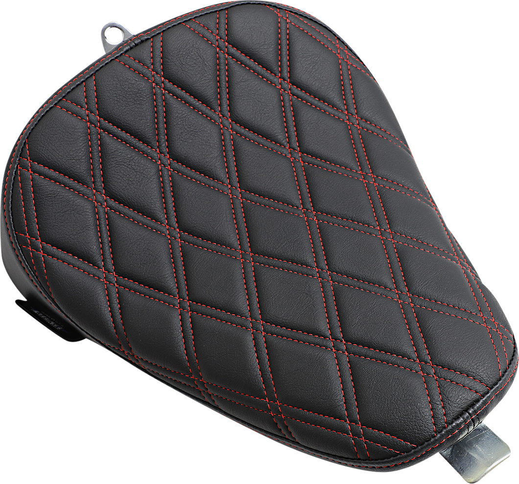 Bobber Solo Seat - Double Diamond - Red Stitch - 10-22 XL