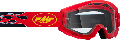 Youth PowerCore Goggles - Flame - Red - Clear - Lutzka's Garage