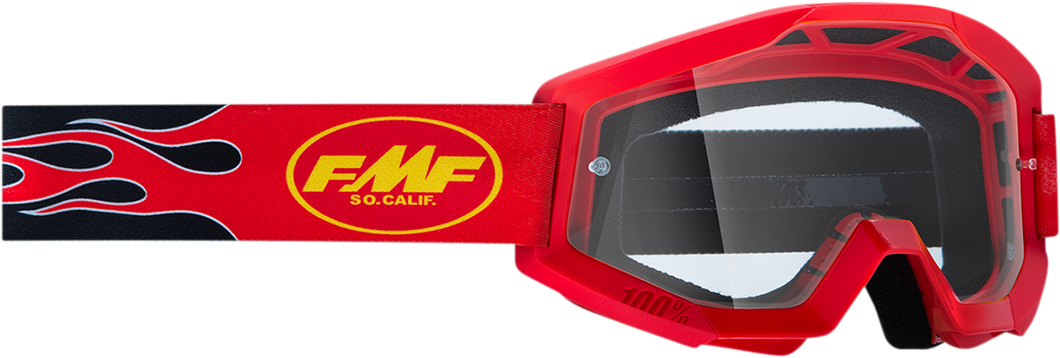 Youth PowerCore Goggles - Flame - Red - Clear - Lutzka's Garage