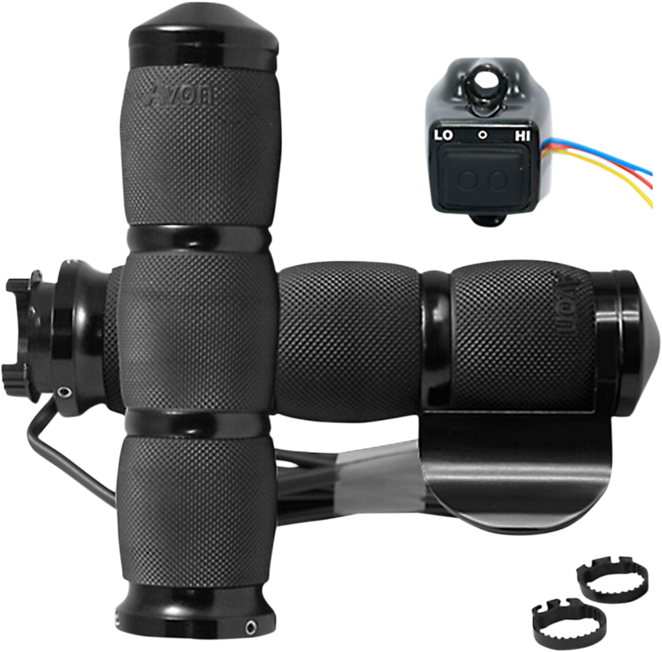 Grips - Heated - Air Cushion - Throttle Boss - Metric - Black - Lutzka's Garage