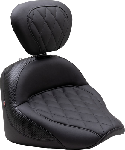 Solo Touring Seat - w/ Driver Backrest - Black - Diamond Stitch - Chief 22-23 - Lutzka's Garage