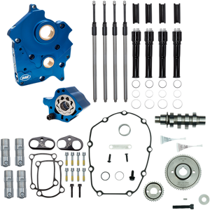 Cam Chest Kit with Plate M8 - Gear Drive - Oil Cooled - 465 Cam - Black Pushrods