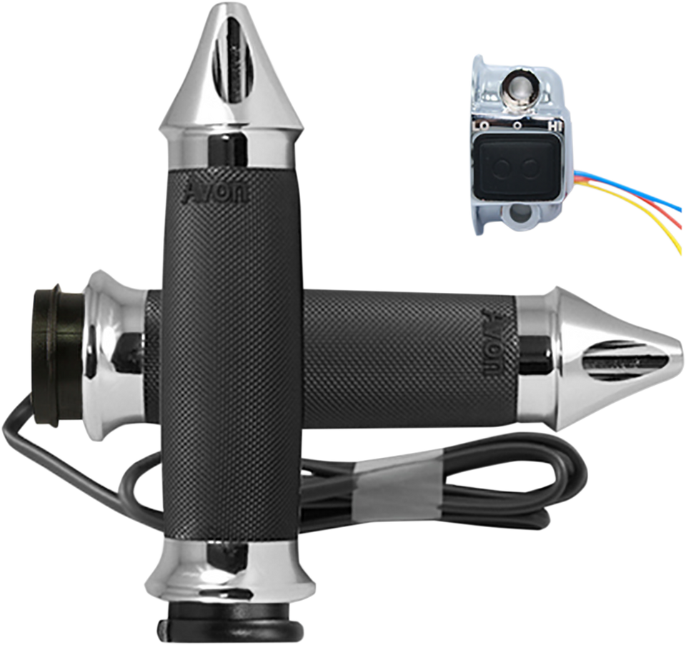 Grips - Heated - Custom Contour - Spike - TBW - Chrome - Lutzka's Garage