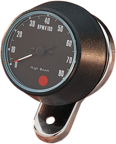 8000 RPM Mechanical Tachometer - Chromed Bracket - Black Face - Lutzka's Garage