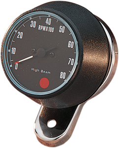 8000 RPM Mechanical Tachometer - Chromed Bracket - Black Face - Lutzka's Garage