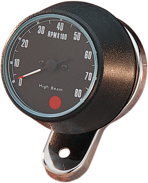 8000 RPM Mechanical Tachometer - Chromed Bracket - Black Face - Lutzka's Garage