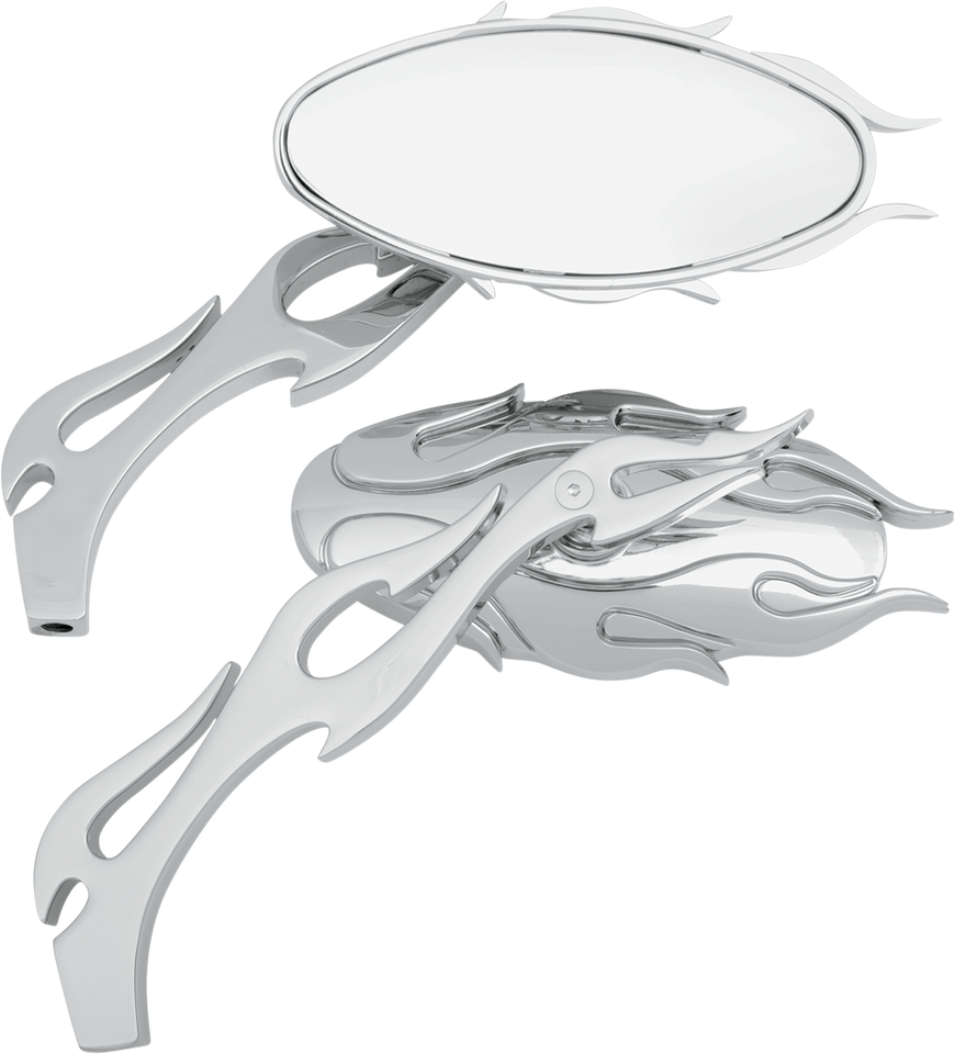 Flame Oval Mirror - Chrome - Lutzka's Garage
