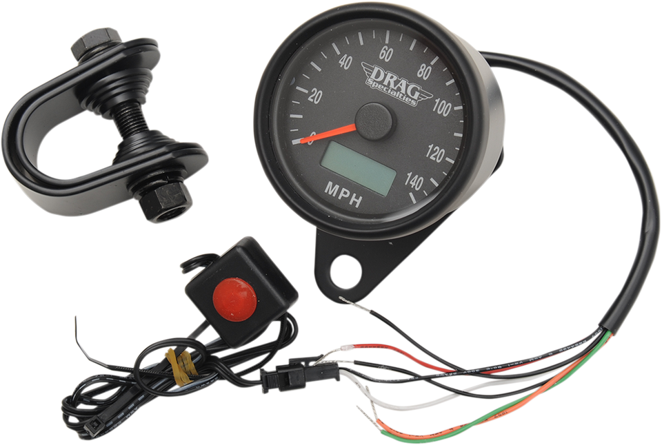 2.4" MPH Programmable Mini Electronic Speedometer with Odometer/Tripmeter - Matte Black - Black Face - Lutzka's Garage