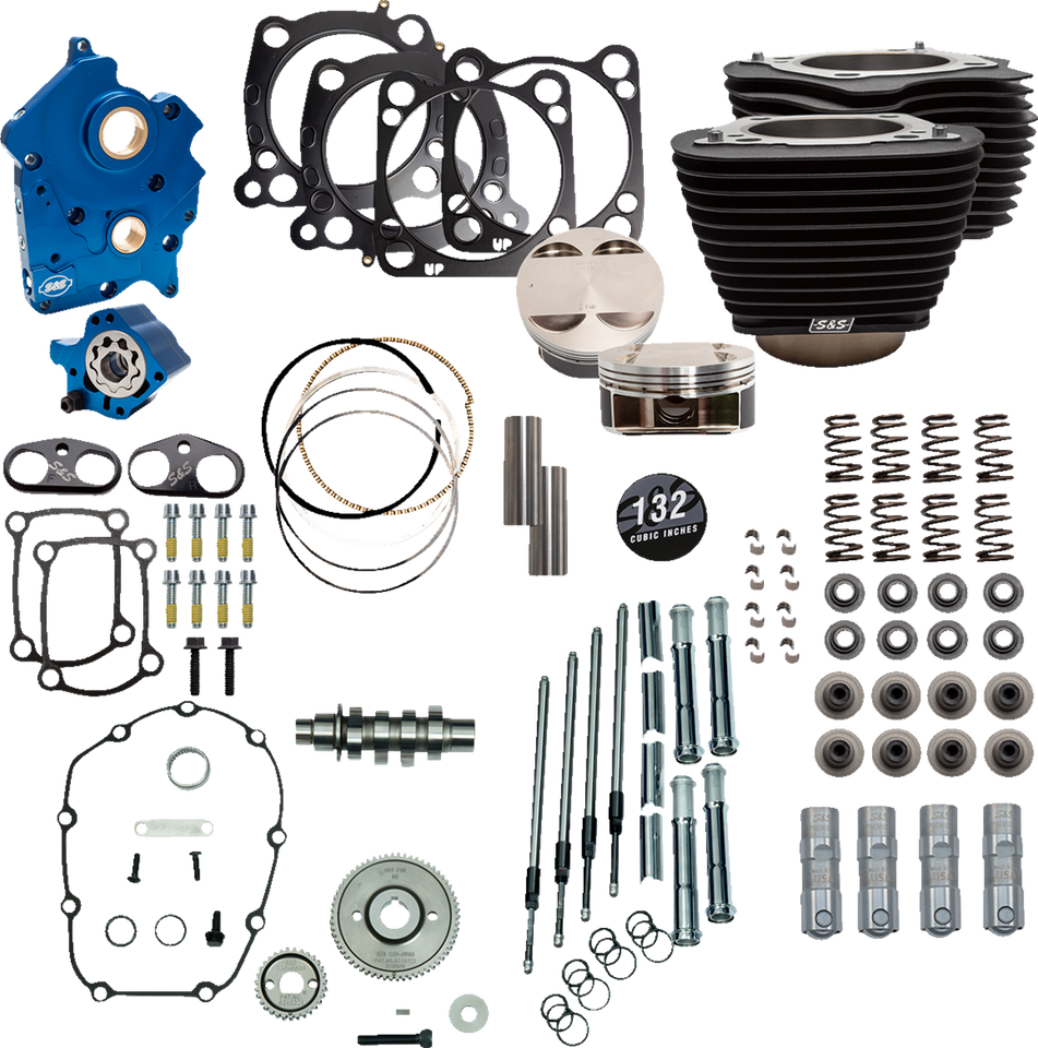 132" Power Package Engine Performance Kit - Gear Drive - Oil Cooled - Non-Highlighted Fins - M8