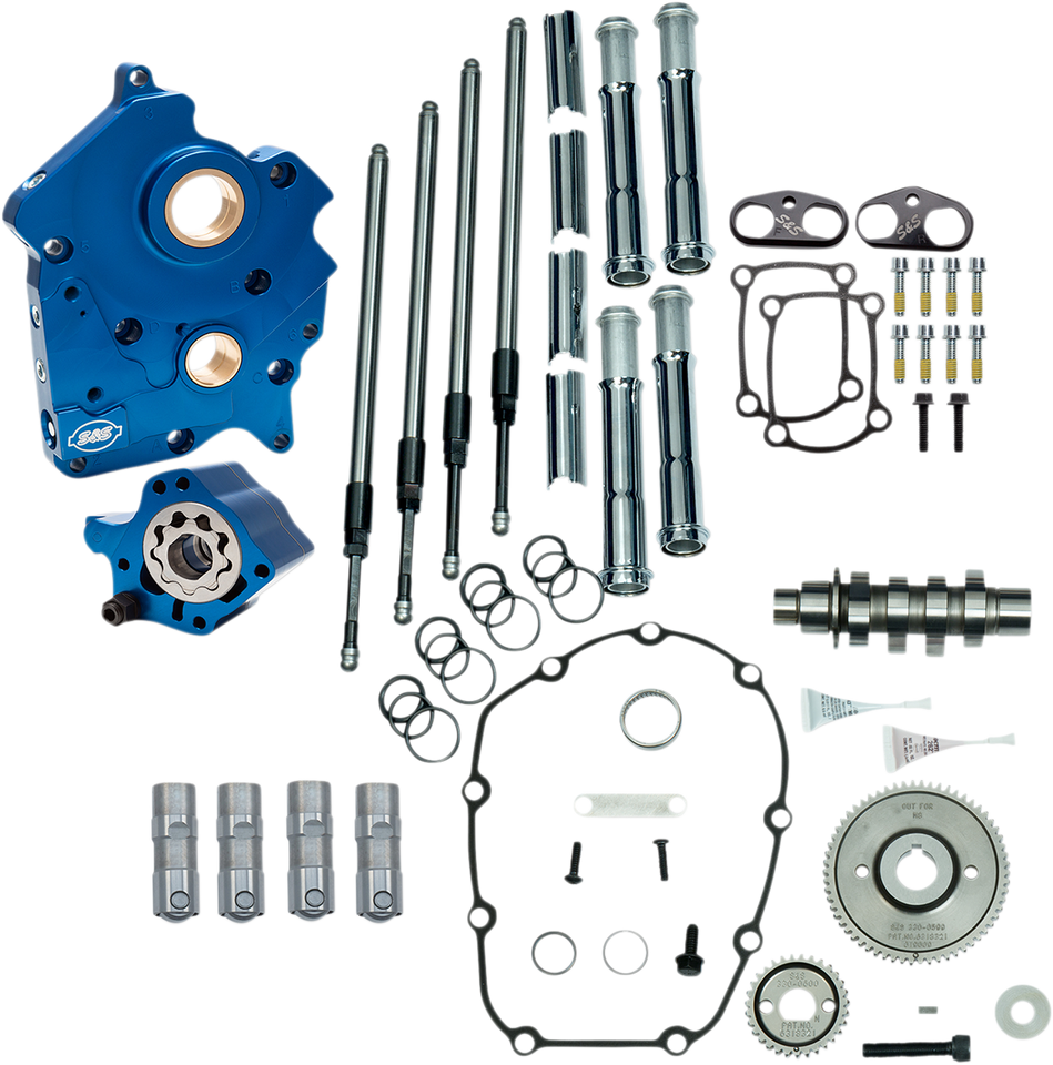Cam Chest Kit with Plate M8 - Gear Drive - Water Cooled - 465 Cam - Chrome Pushrods