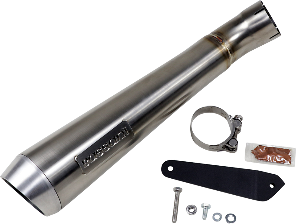 4" Short Megaphone Muffler without Catalytic Converter - Low Mount