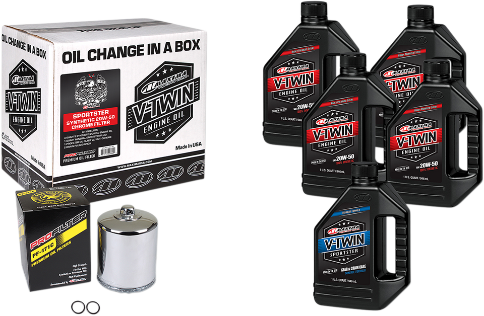 Sportster Synthetic 20W-50 Oil Change Kit - Chrome Filter