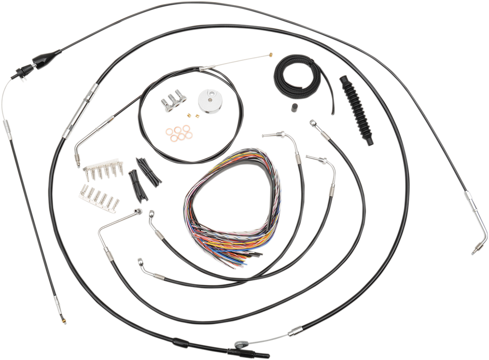 Handlebar Cable/Brake Line Kit - Complete - 15" - 17" Ape Hanger Handlebars - Black Vinyl - Lutzka's Garage