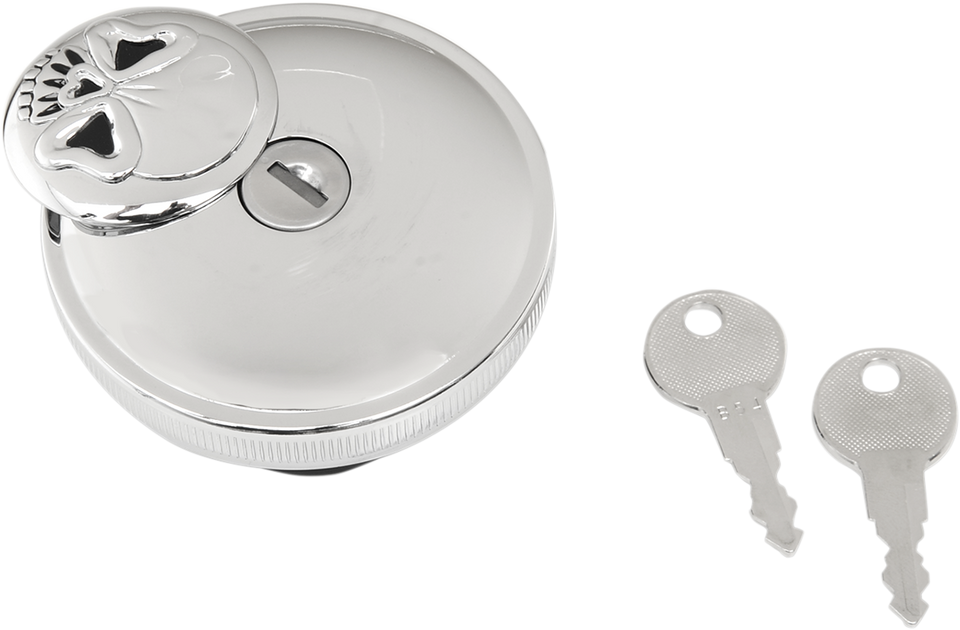 Vented Skull Locking Gas Cap - Chrome - Lutzka's Garage