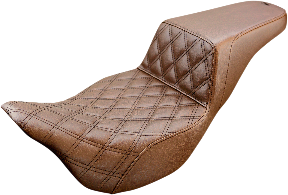 Step Up Seat - Lattice Stitched - Brown - FLH - Lutzka's Garage