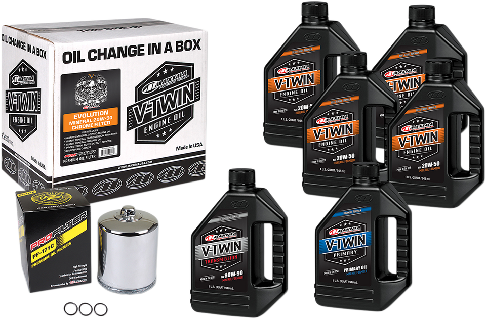 Evolution Mineral 20W-50 Oil Change Kit - Chrome Filter