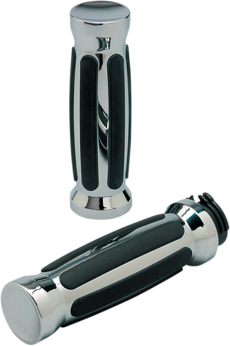 Grips - Straight - Rubber - Cable - Chrome - Lutzka's Garage
