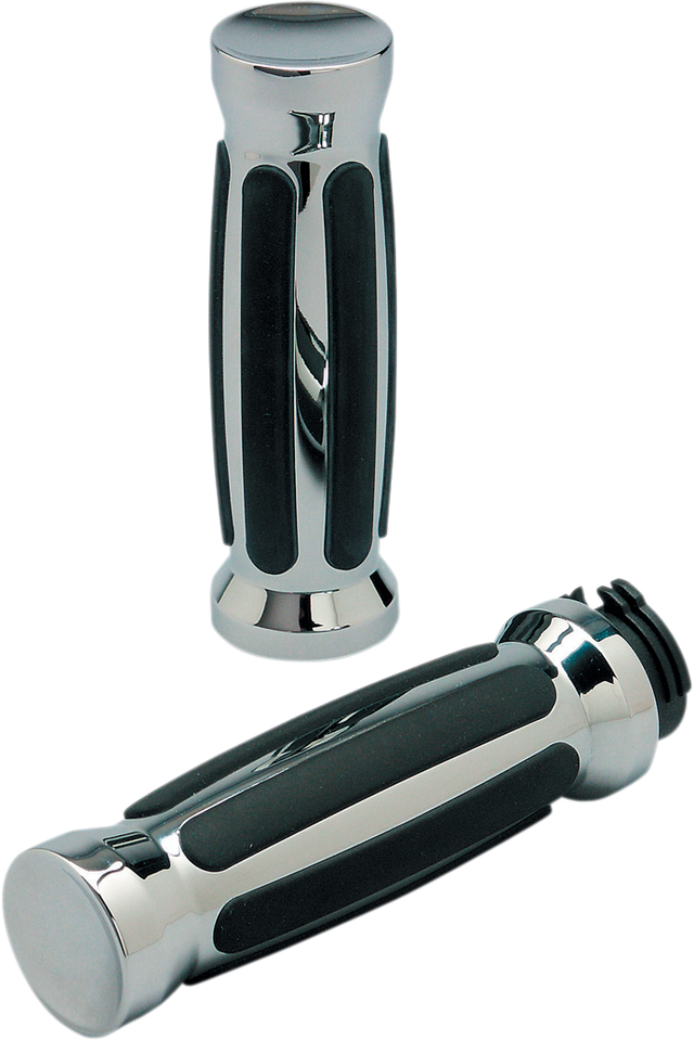 Grips - Straight - Rubber - Cable - Chrome - Lutzka's Garage