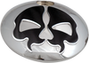Split Skull Fuel Door - Chrome with Black - Lutzka's Garage