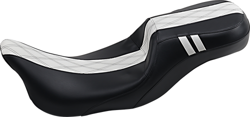 Outcast Daddy Long Legs Seat - 2Up - w/o Backrest - Black w/ White Double Diamond Inlay - FL 08-22
