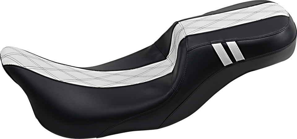 Outcast Daddy Long Legs Seat - 2Up - w/o Backrest - Black w/ White Double Diamond Inlay - FL 08-22