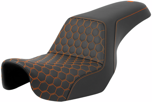 Step-Up Seat - Honeycomb - Orange Stitching - Dyna 06-17
