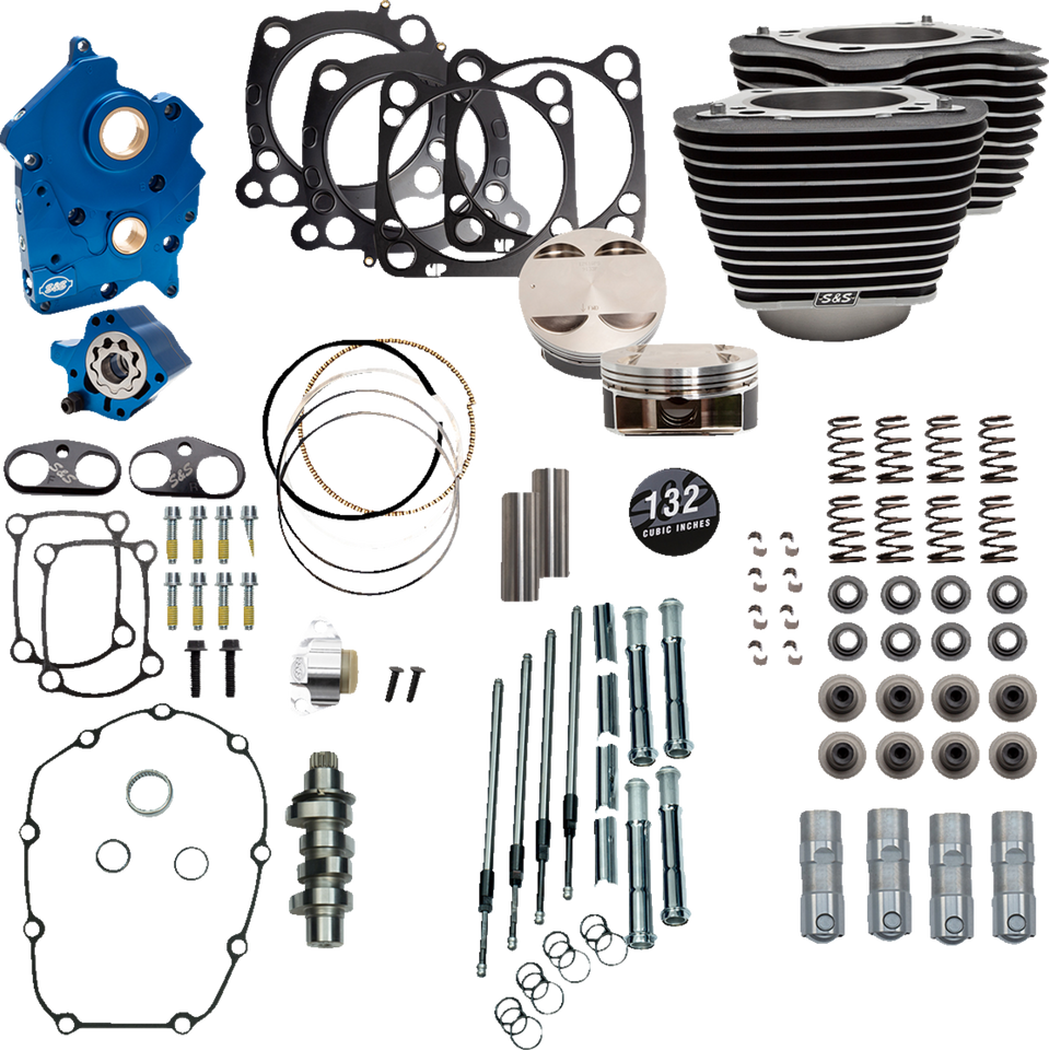 132" Power Package Engine Performance Kit - Chain Drive - Oil Cooled - Highlighted Fins - M8