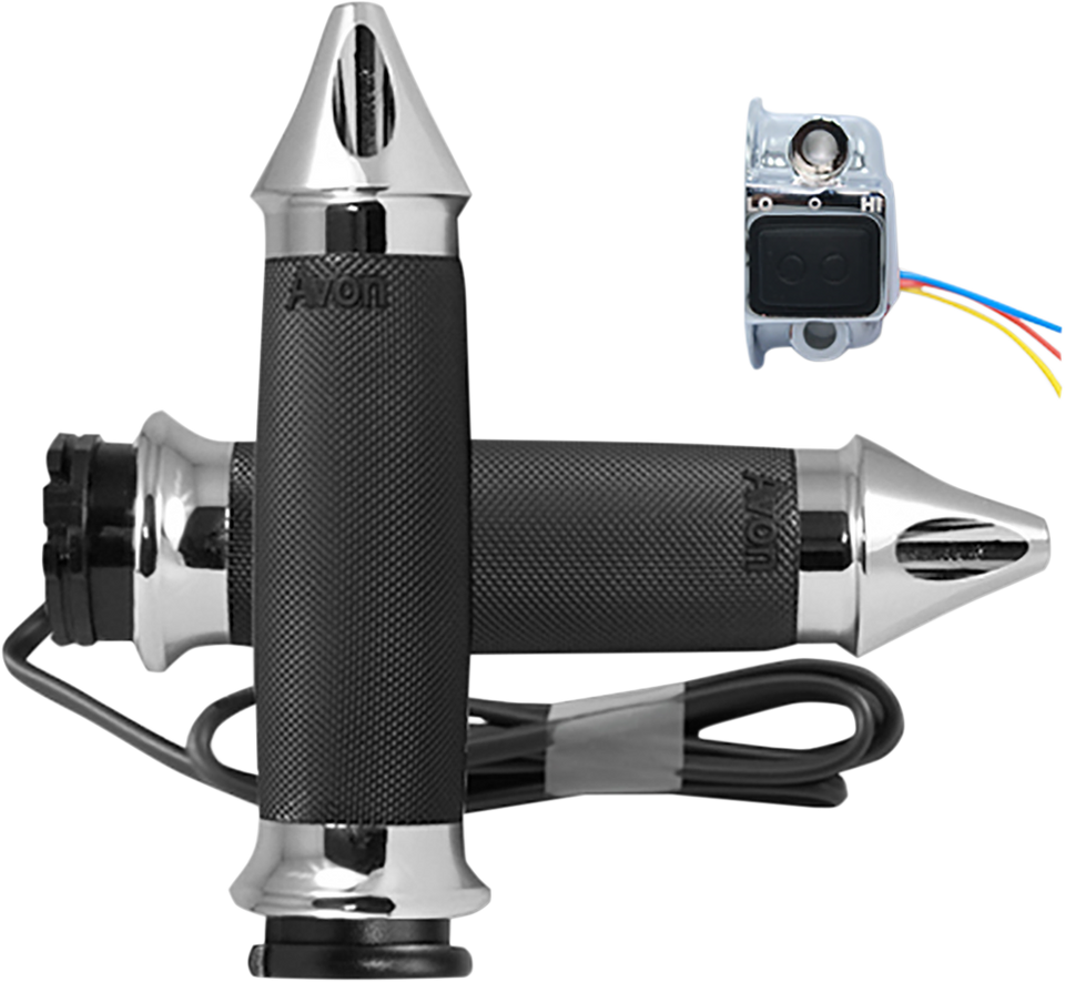 Grips - Heated - Custom Contour - Spike - Cable - Chrome - Lutzka's Garage