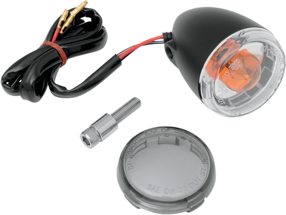 Universal Turn Signal Light - Front - Matte Black with Smoke Lens - Lutzka's Garage