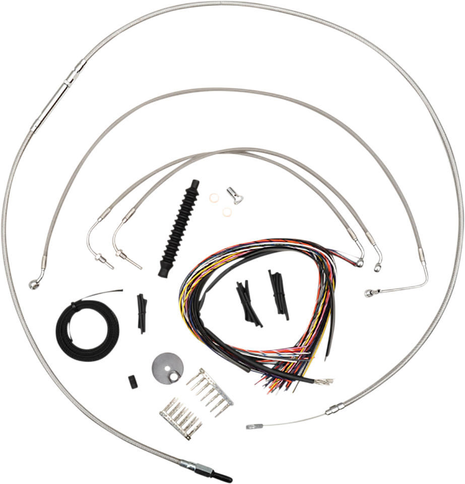 Handlebar Cable/Brake Line Kit - Complete - 15" - 17" Ape Hanger Handlebars - Stainless
