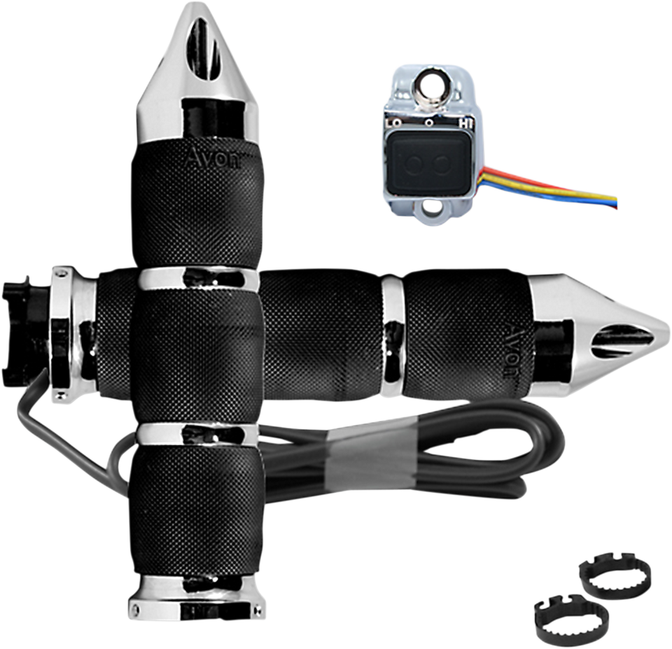 Grips - Heated - Air Cushion - Spike - Metric - Chrome - Lutzka's Garage