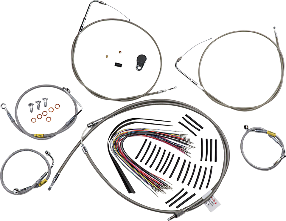 Control Kit - Early Touring Bikes - 15" Bagger Bar Handlebars - Stainless