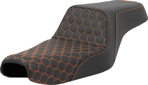 Step-Up Seat - Honeycomb - Orange Stitching - Sportster 04-21
