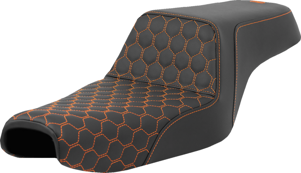Step-Up Seat - Honeycomb - Orange Stitching - Sportster 04-21