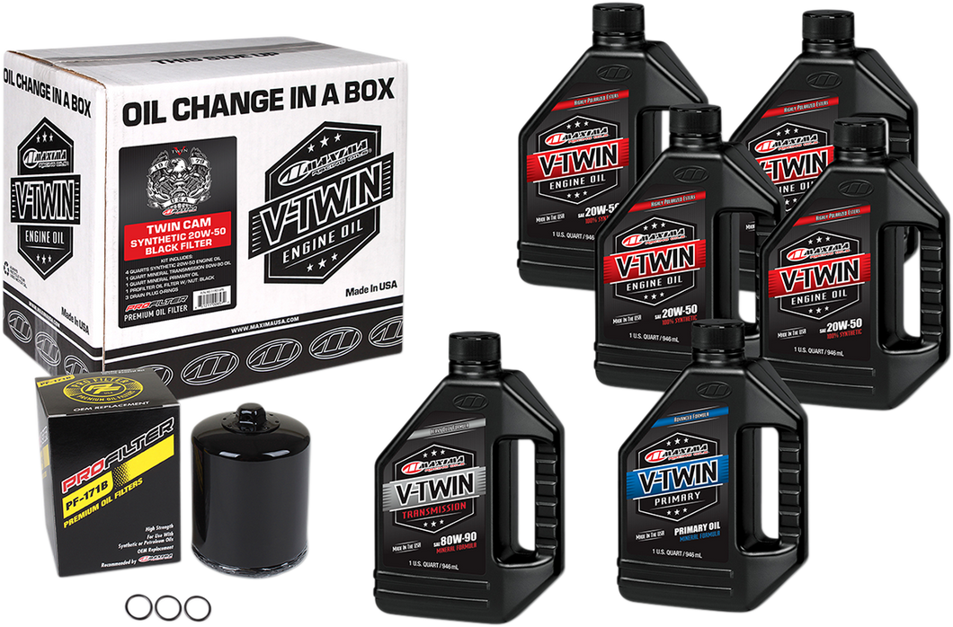 Twin Cam Synthetic 20W-50 Oil Change Kit - Black Filter