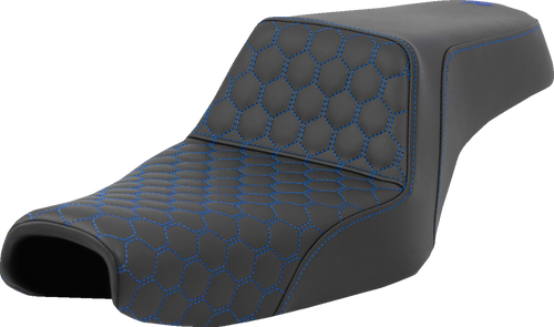 Step-Up Seat - Honeycomb - Blue Stitching - Sportster 04-21