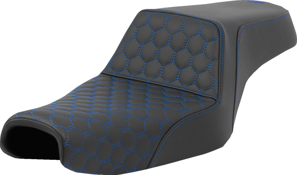 Step-Up Seat - Honeycomb - Blue Stitching - Sportster 04-21