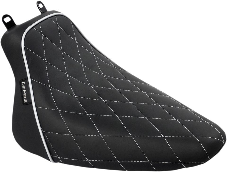 Bare Bones Solo Seat - White Piping - Lutzka's Garage