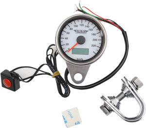 2.4" KMH Programmable Mini Electronic Speedometer with Odometer/Tripmeter - Matte Black - White Face - Lutzka's Garage
