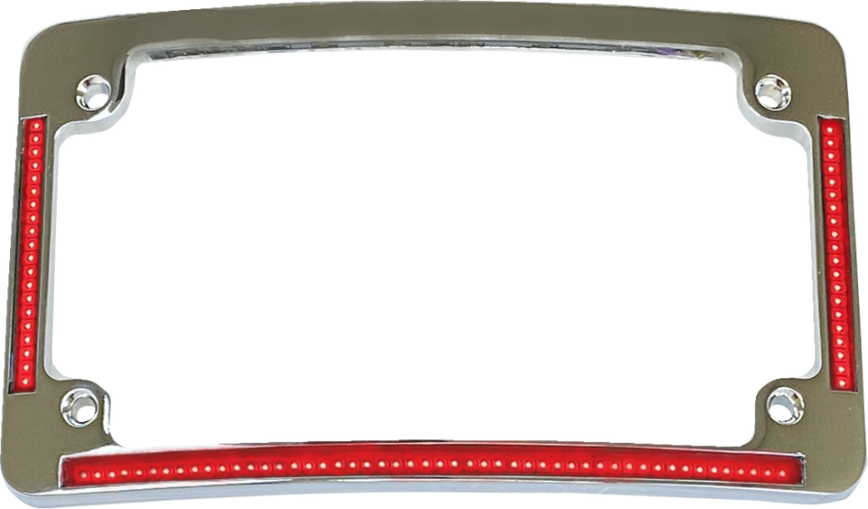 License Plate Frame - Red/White LED - Chrome - Lutzka's Garage