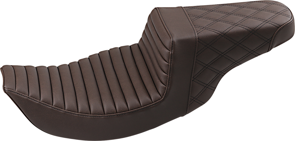 Step Up Seat - Tuck and Roll/Lattice Stitched - Brown -  FLH - Lutzka's Garage