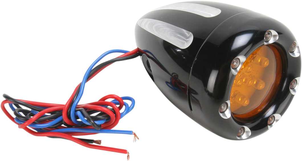 LED Deep Cut Signals - Black/Amber - White Ring - Lutzka's Garage